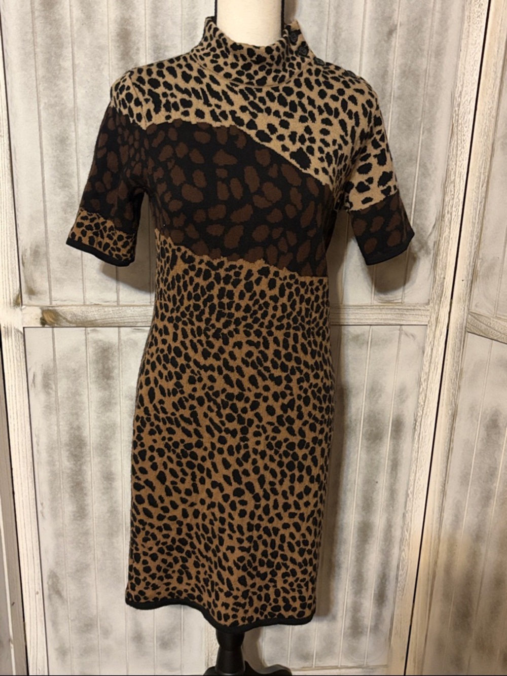 Bloomingdale's 100% Merino Wool Leopard-Print Midi Dress